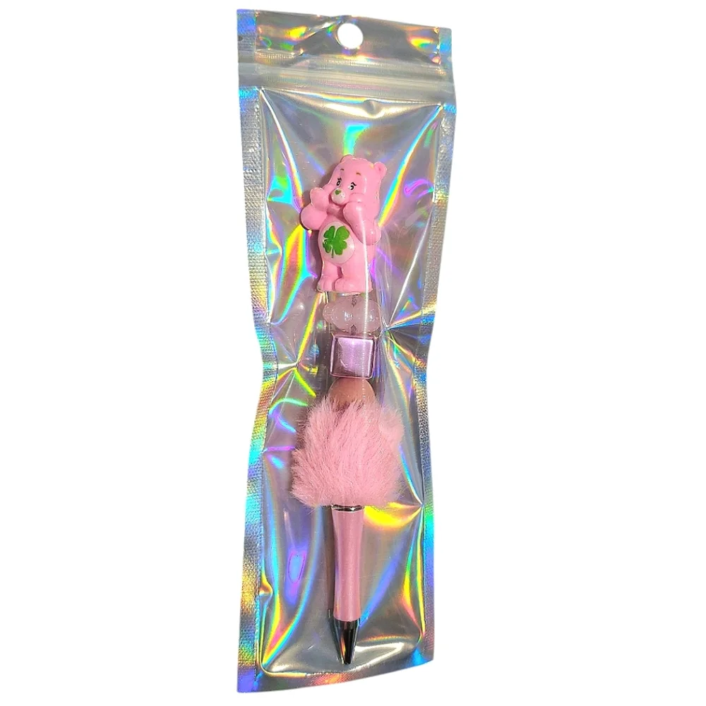 Care Bears Fur Custom Beaded Ballpoint Twist Pen Pink Topper